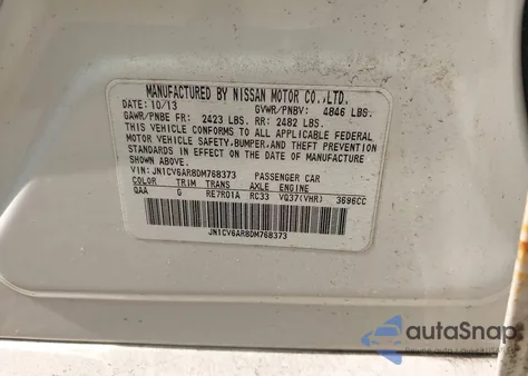 2013 Infiniti G37X from USA, damaged, VIN JN1CV6AR8DM768373